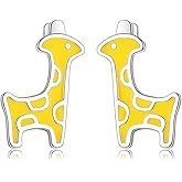 925 Sterling Silver Animal Stud Earrings for Girls Hypoallergenic Elephant Cat Owl Giraffe Flamingo Dog Bunny Earrings Jewelry Gifts for Girls Teen Women