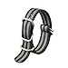 Ritche 2pc 20mm Watch Band with 1.5mm Thickness Quality Nylon Nato Strap and Heavy Duty Brushed Buckle (Black/Black,grey)