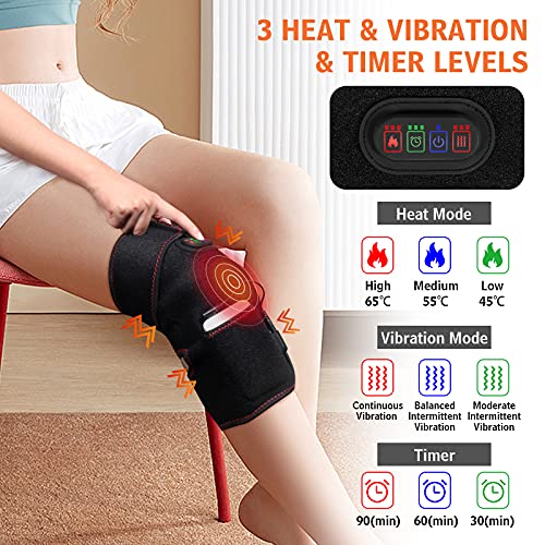 Heat Knee Massager, Vibration Heated Knee Brace Wrap, Electric Heating