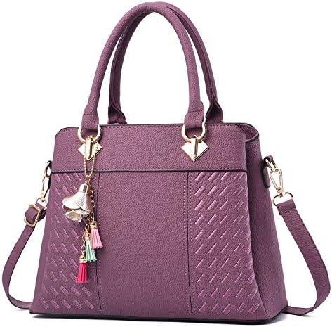 Vincico Tote Bags for Women Designer Handbags Shoulder Purse Ladies Satchel Bag Faux Leather (Purple)