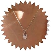 Jugielu Boho CZ Hamsa Hand Necklace Choker Crystal Hamsa Hand Pendant Necklace Gold Evil Eye Necklace Chain Rhinestone Hamsa Choker Necklace Jewelry for Women