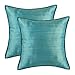CaliTime Pack of 2 Silky Throw Pillow Covers Cases for Couch Sofa Bed Modern Light Weight Dyed Striped 20 X 20 Inches Teal