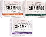 J.R.LIGGETT'S All-Natural Shampoo Bars -Tea Tree & Hemp Oil, Jojoba & Peppermint, and Coconut & Argan Oil - Nourishes Follicles with Antioxidants and Vitamins - Sulfate-Free, Set of 3, 3.5 Ounce Bars