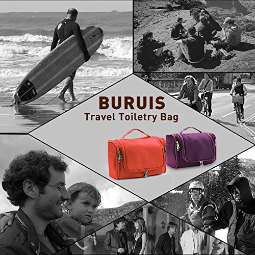 Extra Large Capacity Hanging Toiletry Bag for Men & Women, Portable Waterproof Bathroom Shower Bag, Lightweight Dopp kit Shaving Bag, Sturdy Metal Hook Organizer Makeup Bag (Orange)