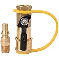 Flame King 1/4" RV Propane Quick Connect Adapter for Propane Hose, Propane or Natural Gas 1/4" Quick Connect or Disconnect Kit - Shutoff Valve & Full Flow Plug - 100% Solid Brass