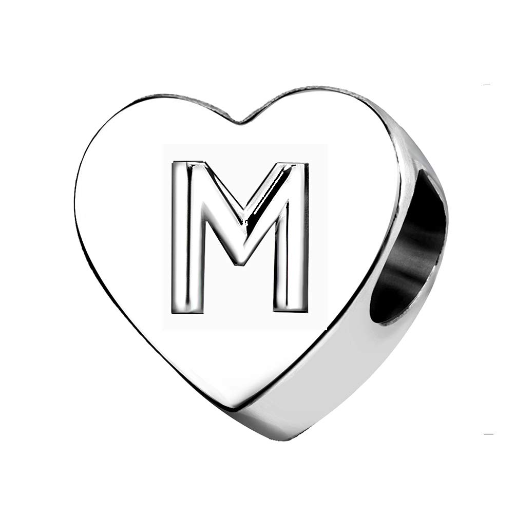 KunBead Jewelry Letter M Initial Charms Heart New Alphabet Wedding Nana Outlet Mom Charms for Women Girls Sale