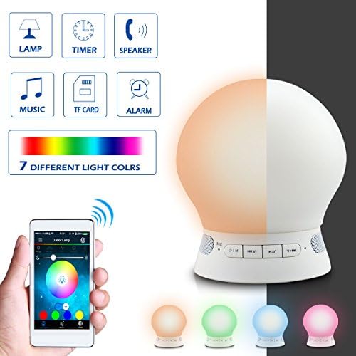 KOOZEN Bluetooth Speaker with Multicolor LED Light Lamp support Dimmable Touch Control, Sleep Timer, Alarm Clock, APP Remote Control and TF Card play