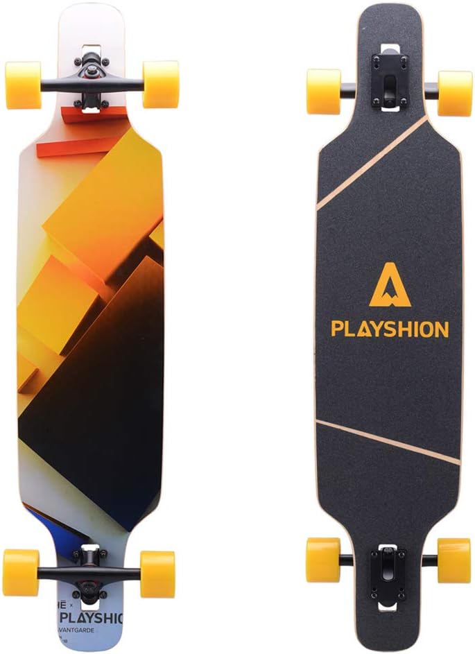Playshion Drop Through Freestyle Longboard Skateboard Cruiser