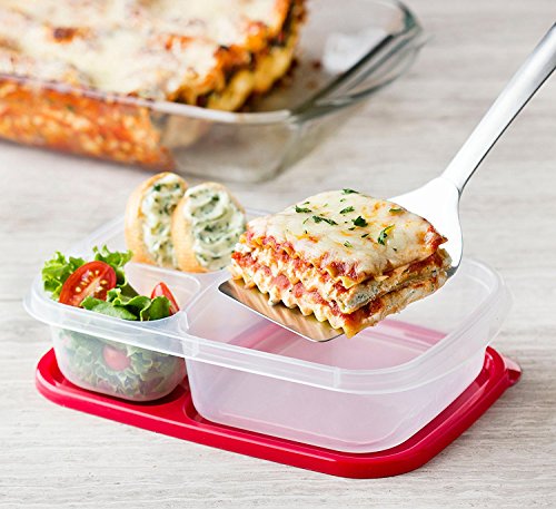 Meal Prep Containers,Bento Lunch Box,Reusable 3-Compartment Easy Open Safe Plastic Divided Food Storage Container Boxes for Kids Children Adults,Microwave,Dishwasher and Freezer BPA Free(6 Pcs)