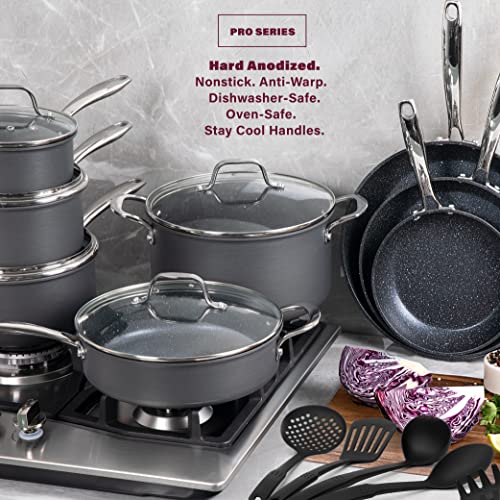 Granitestone Pro Pots and Pans Set 8 Piece Hard Anodized Premium Chef’s Cookware Set + 5 Piece