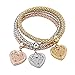 Long Way Women Gold Silver Rose Gold Plated Corn Chain Hollow Out Heart Charm Bracelet