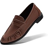 Coutgo Penny Loafers for Women Comfortable Slip on Shoes Collapsible Heel Closed Toe Dressy Casual Work Flats