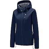 FARVALUE Womens Lightweight Softshell Jacket Hooded Waterproof Windproof Coat Fleece Lined Insulated Winbreaker Hiking