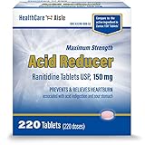 HealthCareAisle Maximum Strength Acid Reducer Ranitidine Tablets, USP | Prevents & Relieves Heartburn | 150 mg | 220 Count