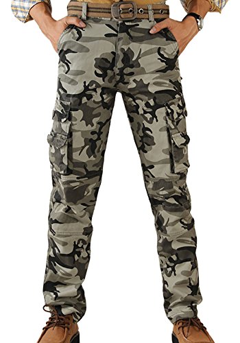 Panegy Men's Camouflage Army Combat Wild Tactical Work Wear Cargo Pants Hiking Uniform Trousers Camo 30