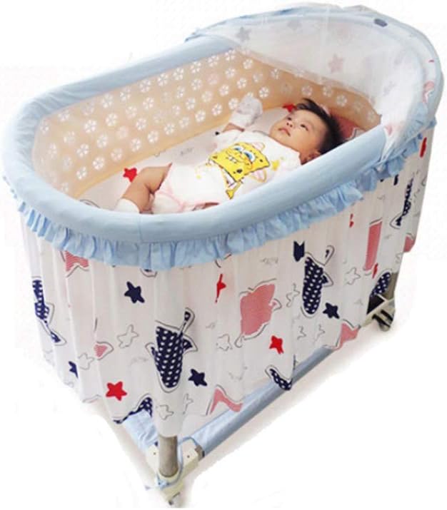 Baby Electric Cradle Bed - Intelligent Remote Control, comforting Crib, Suitable for 0-15 Months, up and Down Electric Cradle, Multi-Function Newborn Crib,B
