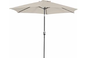 PORWEY 9' Patio Outdoor Table Umbrella Large Sun Market Umbrella with Easy Push Button Tilt and Crank, 6 Sturdy Ribs Fade Resistant Waterproof for Beach, Pool, Deck, Backyard