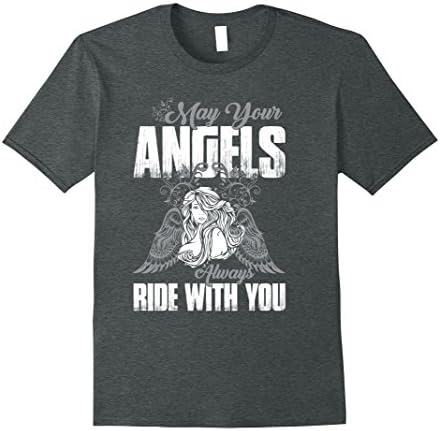 Men's Motorcycle Biker May Your Angels Always Ride Prayer T-Shirt Medium Dark Heather