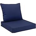 Favoyard Outdoor Seat Cushion Set 24 x 24 Inch Waterproof & Fade Resistant Patio Furniture Cushions with Removable Cover, Handle and Adjustable Straps for Chair Sofa Couch