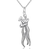 FLYOW Hug Couple Necklace for Women S925 Sterling Silver Hugging Necklace Anniversary Jewelry for Him and Her,Lover Valentines day gift