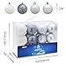 Zolee 2.36” Set of 24ct Christmas Balls Shatterproof Painting Tree Ornaments with Portable Gift Box (Silver & White)