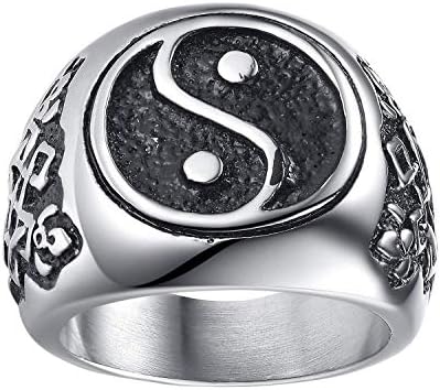 XDBMK Stainless Steel Yin Yang Rings for Mens