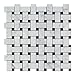 Carrara White Italian (Bianco Carrara) Marble Basketweave Mosaic Tile with Black Marble Dots, Polished