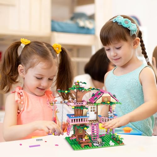 Uniiking® Tree House Building Set Compatible with Le-go Friends, 504 PCS Forest House Building Kit Birthday Gift for Kids Girls Boys Age 6+ Years