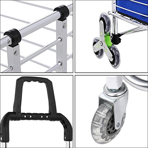 Meflying Folding Shopping Cart with Swivel Wheels and Oxford Cloth Bag | Heavy Duty Stair Climbing Cart | Grocery Laundry Cart (US Stock) (Type2)