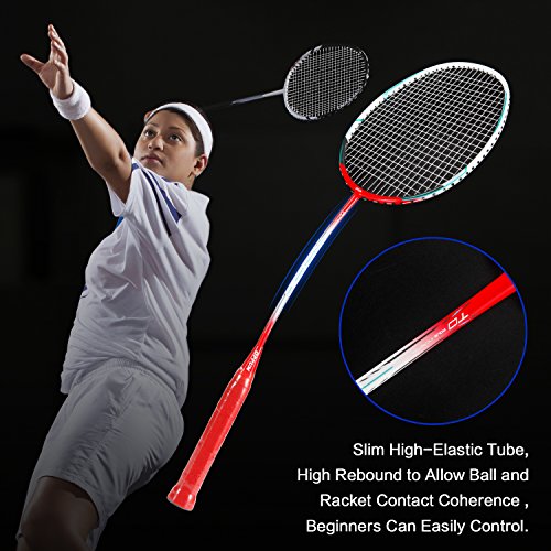 OPPUM 100% Full-Carbon Fiber Professional 2 Player Badminton Racquets Set Super Lightweight Badminton Rackets Including 2 Rackets/1 Carrying Bag/2 Overgrips