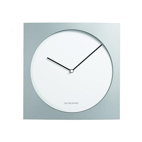Jacob Jensen - Wanduhr, Uhr - Farbe: Silber/Weiß - Aluminium - 35 x 35 cm - zeitloses dänisches Design