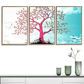 3 Piece Framed Canvas Wall Art for Living Room, Bedroom Abstract Tree Canvas Prints for Home Decoration Ready to Hang - 16"x24"x3 Panels