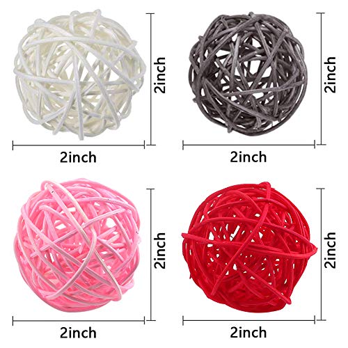 DomeStar Rattan Ball, 24PCS 2 Inch Wicker Ball Decorative Ball Orbs Vase Bowl Fillers