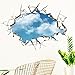 Kemilove 3D Blue Sky Wall Stickers Art Decals Mural Wallpaper Decor Home Room DIY Decoration