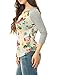 Allegra K Women Floral Prints 3/4 Raglan Sleeves Tee Shirt M White