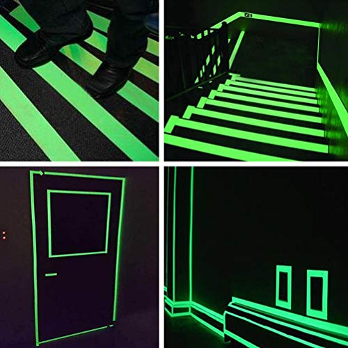 Trooer Glow Fluorescent Tape 32.8 Ft Glow Luminescent in the Dark Safety Tape for Stairs Stage Floor Night Party