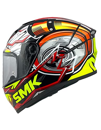 Casco Marca Smk Integral Modelo Turbo Negro Rojo Brillo Talla L (59/60) Totalmente homologado Aprobado Dot para Carretera