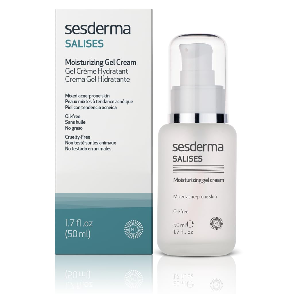 Sesderma Salises Moisturising Gel Cream 50ml - Oil Free Face Moisturiser Combination - Acne Prone Skin with Gel Formula - Regulates Sebum & Eliminates Impurities