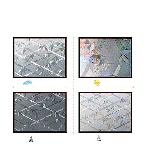 Qualsen Bamboo Privacy Window Film Stained Glass Film Frosted Window