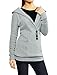 Allegra K Lady Shawl Collar Pullover Button Decor Tunic Knit Shirt l Light Grey