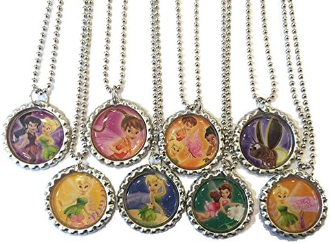 Tinker Bell Fairies Bottlecap Necklaces - Set of 8 Party Favors