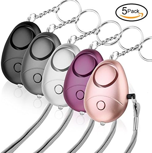 FOEYESEE 5 Pack Emergency Personal Alarm Keychain, Self-Defense Security Alarm Keychain with Mini LED Light, 130dB Scream Sound Alarm, Safety Protection Kids Girls Women Elderly Unisex [Upgraded]