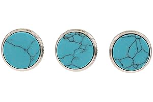 JIAYOUY Liyafy 3Pcs Trumpet Valve Finger Buttons Musical Instruments Accessories Silver with Blue Turquoise Inlay