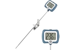 CloudHand Digital Candy Thermometer, LCD Instant Read Food Meat Thermometer with 10" Probe and Pot Clip for Kitchen Accessori