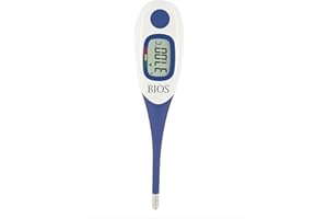 BIOS Diagnostics Digital Thermometer with Bluetooth, High Accuracy to 1/100th of a Decimal,Fever Alarm, Flexible Tip, Stores 