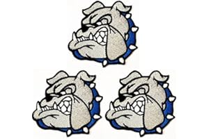 Kleenplus 3pcs. Cartoon Bulldog Patch Embroidered Badge Iron On Sew On Emblem for Jackets Jeans Pants Backpacks Clothes Sticker Arts Bulldog Dog Head Gray Fashion Patches Decorative Repair