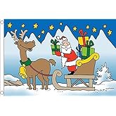 AZ FLAG - Santa With Sleigh And Reindeers Flag - 2x3 Ft - 100D Polyester Christmas Banner with Two Metal Grommets - Fade Resistant - Vivid Colors - 2' x 3' Feet - 90x60 Cm