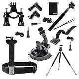 EEEKit 6 in 1 Travel Solution Kit for Kodak PixPro SP1/360,Shoulder Harness,Monopod Selfie Stick and Car Windshield/Bike Handlebar/Tripod/Wrist Mount