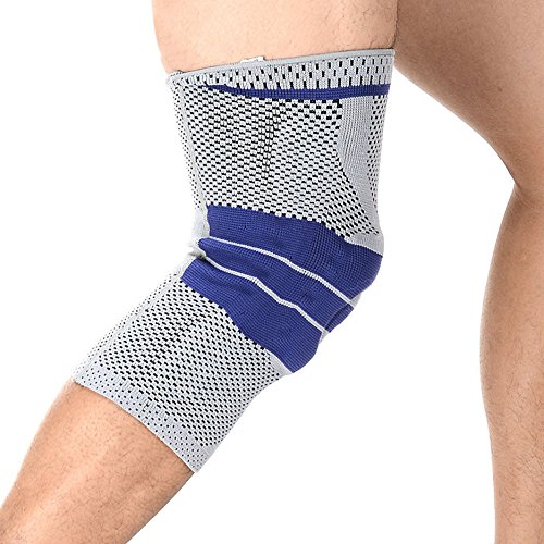 Knee Support Brace Compression Sleeves, Elastic & Adjustable Kneepad Silicon Padded Bracket/Patella Stabilizer/Warm Protector for Meniscus Tear Arthritis pain relief - Single Large
