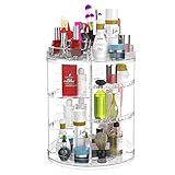 Adjustable 360° Rotating Makeup Organizer Holder, Transparent Spinning Cosmetic 